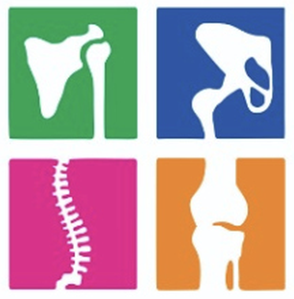 Dr. Adarsh Patil's Orthopaedic Clinic logo: four coloured squares showing a shoulder, hip, spine and knee